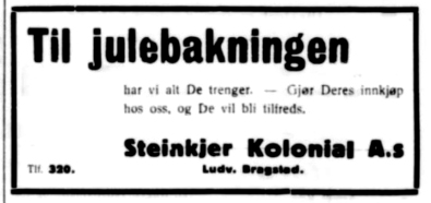 Steinkjer Kolonial A/S - annonse