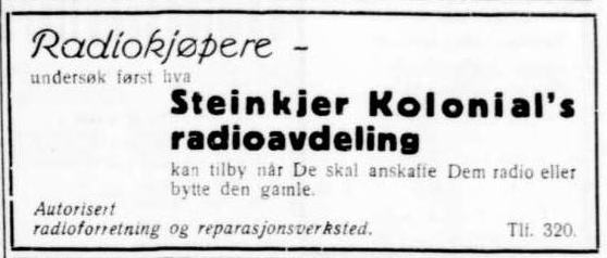 Steinkjer Kolonial AS -radioavdeling