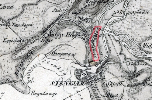 HVOR: Stenkjrbakken er anmerket p et kart fra 1878 - p Nordsia.