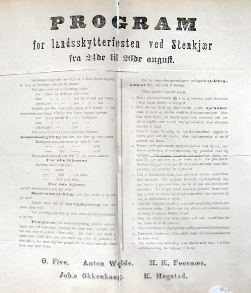 Program Landsskytterfesten i 1886