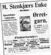 M. Stenkjærs Enke - annonse
