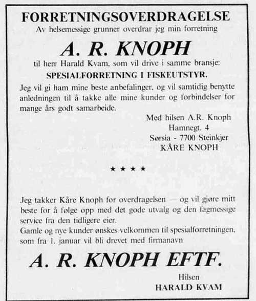 A.R. Knoph - forretningsoverdagelse