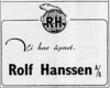 Rolf Hanssen A/S - åpningsannonse kongens gate 28