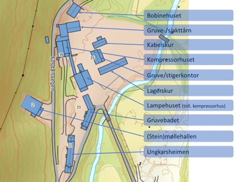 Gruveområdet Malm - kart