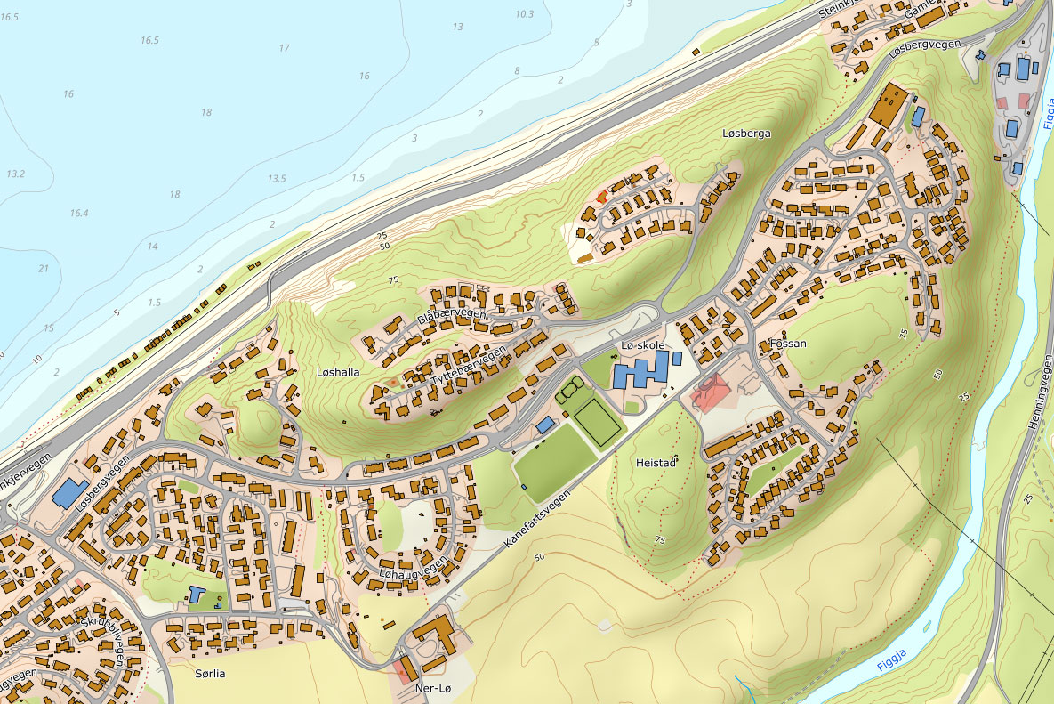 Løsberga-Løshalla kart