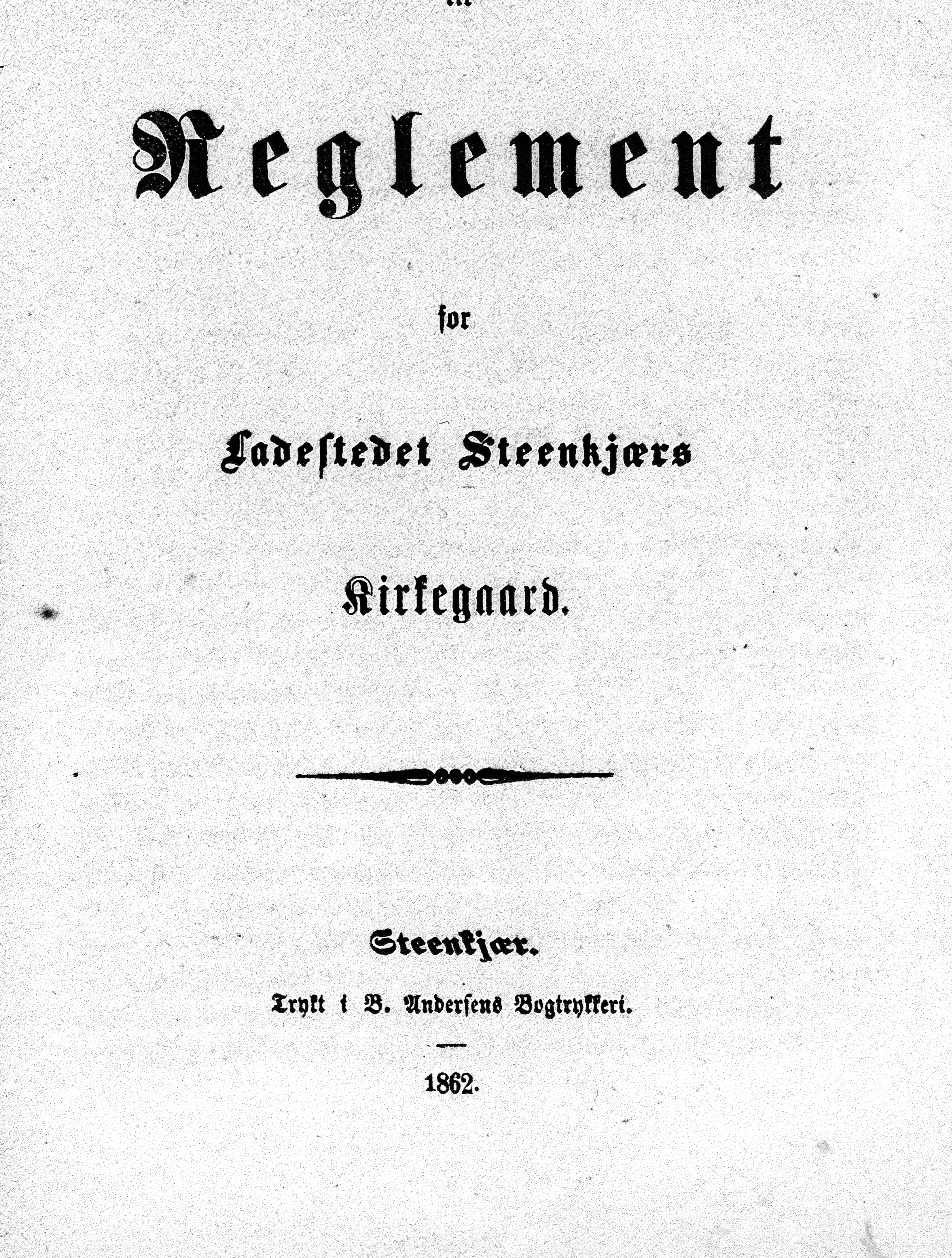 Reglement Steinkjer kirkegård - 1862