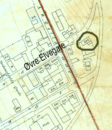 Kart Øvre Elvegate - Uppdals gård